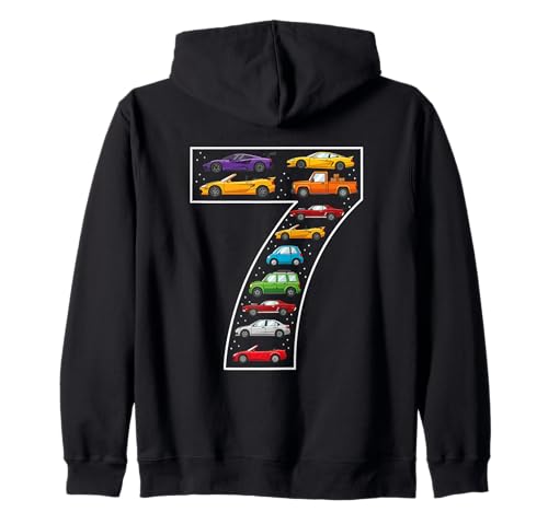 7. Geburtstag 7 Jahre alte Autos Jungen Mädchen Rennen Kapuzenjacke von 7th Birthday 7 Year Old Cars Boys Girls