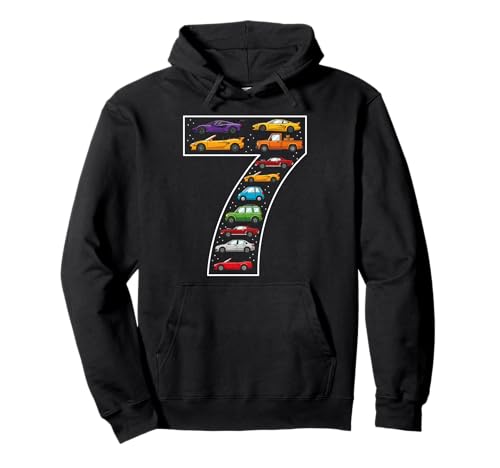 7. Geburtstag 7 Jahre alte Autos Jungen Mädchen Rennen Pullover Hoodie von 7th Birthday 7 Year Old Cars Boys Girls