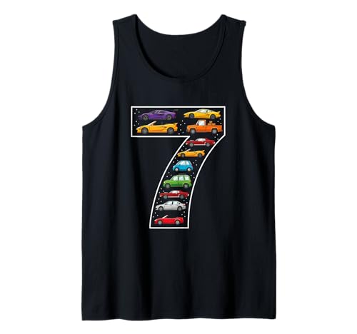 7. Geburtstag 7 Jahre alte Autos Jungen Mädchen Rennen Tank Top von 7th Birthday 7 Year Old Cars Boys Girls