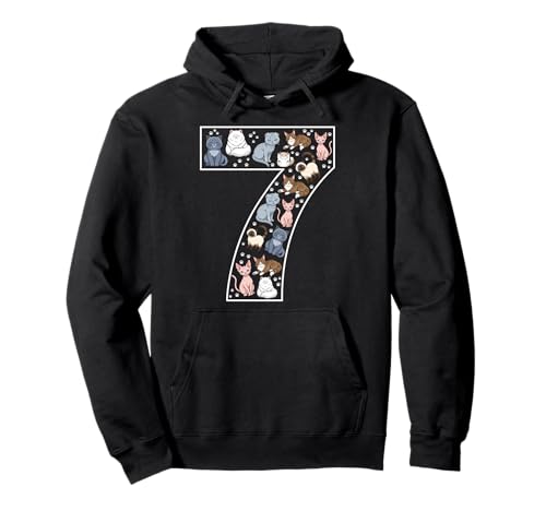 7. Geburtstag 7 Jahre alte Katzen Jungen Mädchen Katze Kätzchen Pullover Hoodie von 7th Birthday 7 Year Old Cats Boys Girls