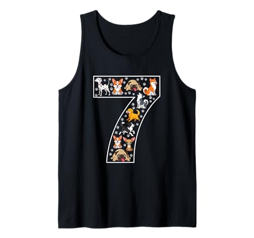 7. Geburtstag 7 Jahre alte Hunde Jungen Mädchen Welpen Tank Top von 7th Birthday 7 Year Old Dogs Boys Girls