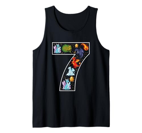 7. Geburtstag 7 Jahre alt Drache Jungen Mädchen Fantasie Tank Top von 7th Birthday 7 Year Old Dragon Boys Girls
