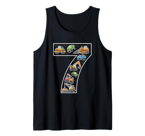 Bagger zum 7. Geburtstag, 7 Jahre alt, für Jungen und Mädchen Tank Top von 7th Birthday 7 Year Old Excavator Boys Girls