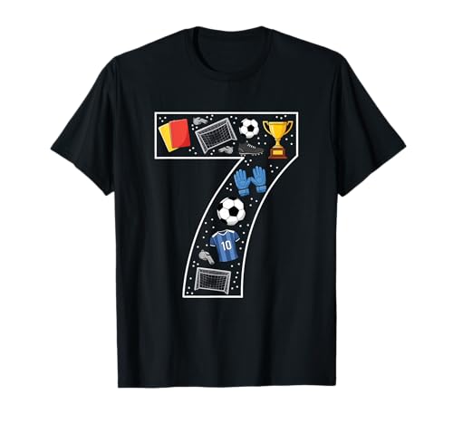 7. Geburtstag 7 Jahre alt Fußball Jungen Mädchen Fußball T-Shirt von 7th Birthday 7 Year Old Football Boys Girls
