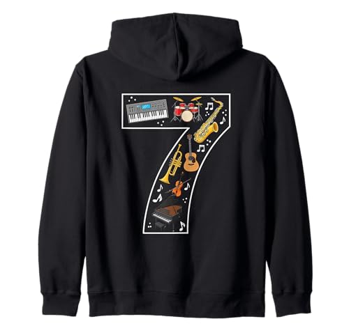 Musikband für Jungen und Mädchen, 7. Geburtstag Kapuzenjacke von 7th Birthday 7 Year Old Music Boys Girls