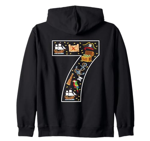 7. Geburtstag 7 Jahre alt Pirat Jungen Mädchen Schädel Kapuzenjacke von 7th Birthday 7 Year Old Pirate Boys Girls