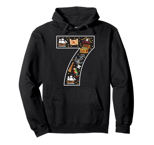 7. Geburtstag 7 Jahre alt Pirat Jungen Mädchen Schädel Pullover Hoodie von 7th Birthday 7 Year Old Pirate Boys Girls
