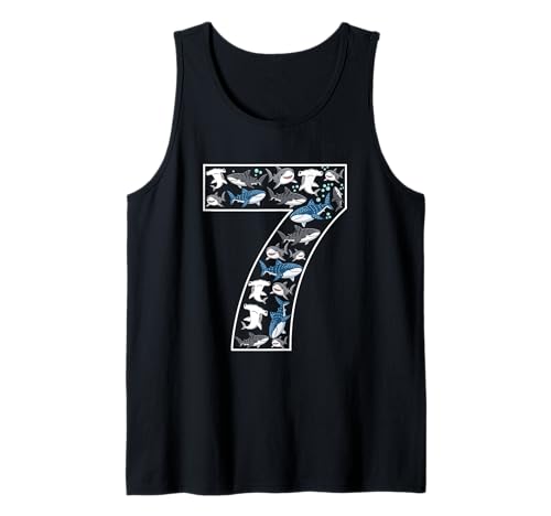 7. Geburtstag 7 Jahre alt Hai Jungen Mädchen Fisch Tank Top von 7th Birthday 7 Year Old Shark Boys Girls
