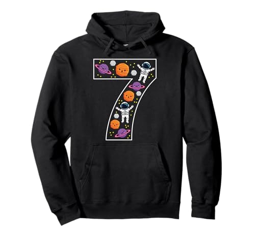 7. Geburtstag 7 Jahre alt Weltraum Jungen Mädchen Astronaut Planeten Pullover Hoodie von 7th Birthday 7 Year Old Space Boys Girls Astronaut