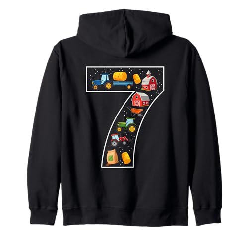 7. Geburtstag 7 Jahre alt Traktor Jungen Mädchen Bauernhof Kapuzenjacke von 7th Birthday 7 Year Old Tractor Boys Girls