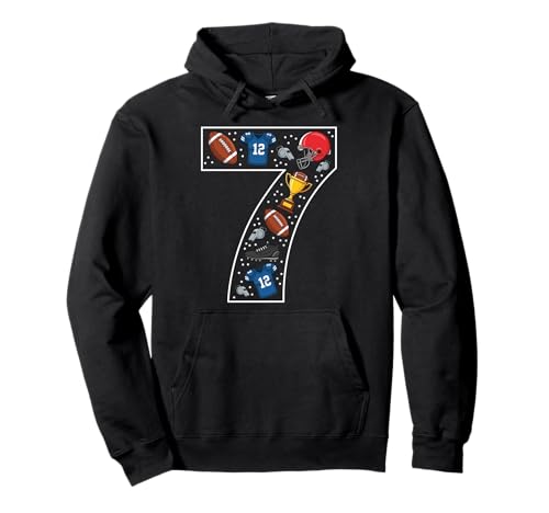 7. Geburtstag American Football 7 Jahre alte Mädchen Jungen Pullover Hoodie von 7th Birthday American Football 7 Year Old