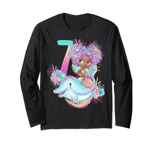 7. Geburtstag Schwarze Meerjungfrau Melanin Party Sieben Schwarzes Mädchen 7 Langarmshirt 7. Geburtstag Schwarze Meerjungfrau Melanin Party Sieben Schwarzes Mädchen 7 Langarmshirt von 7th Birthday Girl Tees NYC
