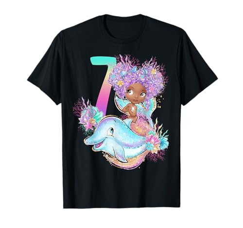 7. Geburtstag Schwarze Meerjungfrau Melanin Party Sieben Schwarzes Mädchen 7 T-Shirt 7. Geburtstag Schwarze Meerjungfrau Melanin Party Sieben Schwarzes Mädchen 7 T-Shirt von 7th Birthday Girl Tees NYC