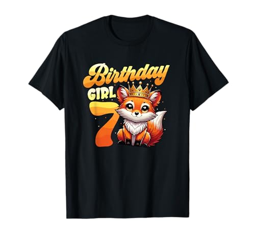 7. Geburtstag Party Mädchen 7 Jahre Geburtstag Mädchen Fuchs T-Shirt von 7th Birthday Girls Fox Lover Designs