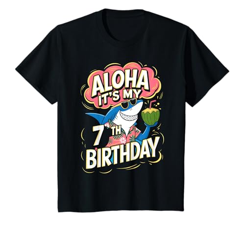 Kinder Aloha Es ist Mein 7. Geburtstag Hawaii Shark, 7 Jahre alt, Hawaiianer T-Shirt Kinder Aloha Es ist Mein 7. Geburtstag Hawaii Shark, 7 Jahre alt, Hawaiianer T-Shirt von 7th Birthday Hawaii Beach Tropical Party