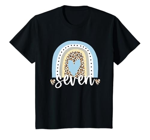 Kinder 7 Jahre alter Geburtstag Leopard Regenbogen 7. Geburtstag Party Mädchen T-Shirt von 7th Birthday Rainbow Party Shirts For Kids By DSR
