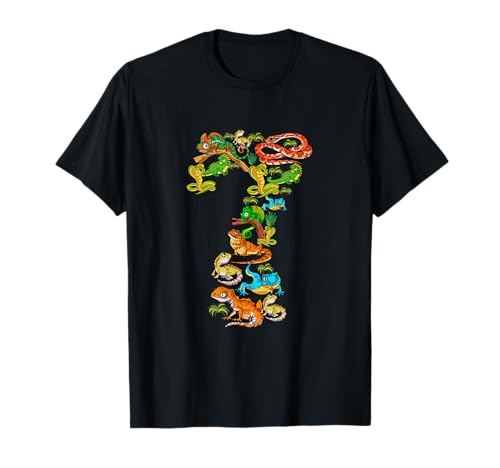 Kinder 7. Geburtstag Reptilien Eidechsen Motto 7 Jahre alte Jungen T-Shirt von 7th Birthday Reptiles Lizards Themed 7 Year Old