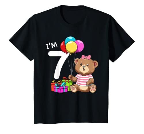 Kinder Teddybär zum 7. Geburtstag, 7 Jahre altes Mädchen T-Shirt von 7th Birthday Teddy Bear - 7 Years Old Gift Tee