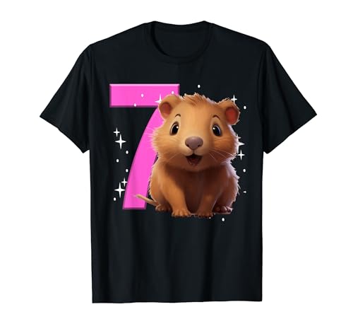 7. Geburtstag Capybara Party Outfit Mädchen Sieben Capybara 7 T-Shirt von 7th Birthday Tees NYC