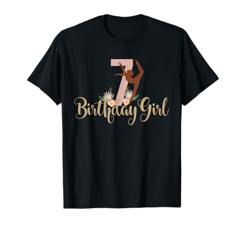 7. Geburtstag Mädchen Tanz oder Gymnastik Boho Gymnast Dancer T-Shirt von 7th Birthday Tees NYC