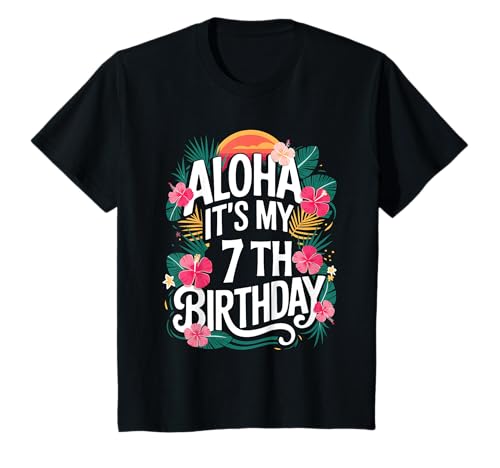 Kinder Hawaii Aloha 7. Geburtstag Hawaii Mädchen 7 Jahre alt T-Shirt von 7th Birthday Tropical Hawaiian Theme Party