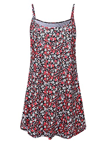7th Element Übergröße, Slip-Kleid für Damen, unter Kleidern 2025, Spaghettiträgern, Camisoles, ärmelloses Sommerkleid, F0 – Rot mit Blumenmuster überzogen, 5X-Groß von 7th Element