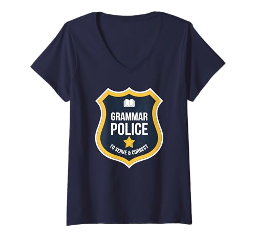 Damen Sarkastische GRAMMATIK POLICE ELA-Lehrerin Ich unterrichte das Testtagsteam T-Shirt mit V-Ausschnitt Damen Sarkastische GRAMMATIK POLICE ELA-Lehrerin Ich unterrichte das Testtagsteam T-Shirt mit V-Ausschnitt von 7th Grade Educators Are Lit Educational Language