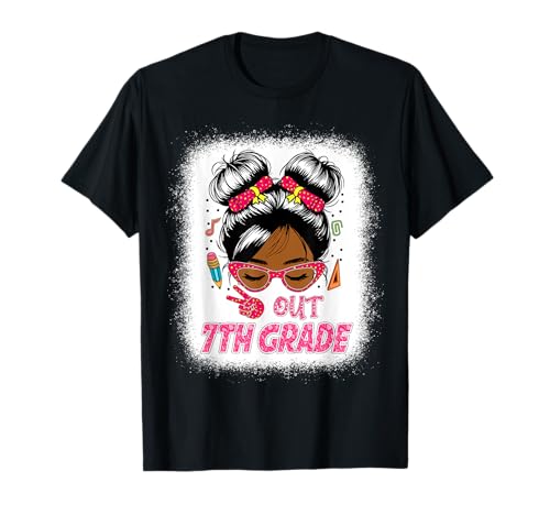 Peace Out 7. Klasse Shirt Schwarz Mädchen 7. Klasse Ende der Schule T-Shirt Peace Out 7. Klasse Shirt Schwarz Mädchen 7. Klasse Ende der Schule T-Shirt von 7th grade graduation messy bun