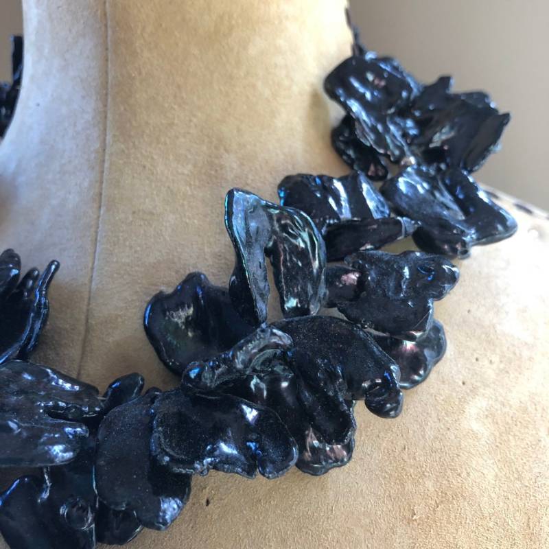 Schwarze Keishi Perle Kragen von 7thAvenueTurquoise