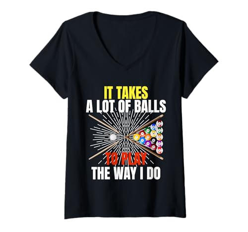 Damen Lustiges Pool-Design für Männer und Frauen, Billard-Liebhaber, Poolspieler T-Shirt mit V-Ausschnitt von 8 Ball Pool Gift Billiards Accessories & Stuff