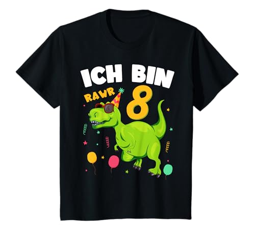 8. Geburtstag Dino Ich bin 8 Jahre alt Dinosaurier Jungen T-Shirt von 8 Geburtstagsshirt Junge Dinosaurier ich bin 8