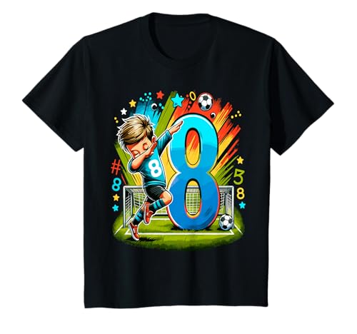 Kinder Fussball Geburtstag Junge 8 Jahre Party Motiv T-Shirt von 8 Jahre Fussball Junge Geburtstag