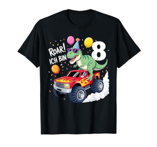 Geburtstag 8 Jahre Dinosaurier Monster Truck Jungen Mädchen T-Shirt Geburtstag 8 Jahre Dinosaurier Monster Truck Jungen Mädchen T-Shirt von 8 Jahre Geburtstag Dinosaurier Monster Truck