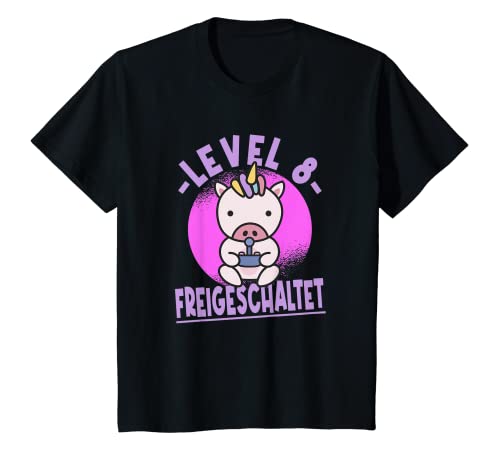 Kinder Level 8 Freigeschaltet Gaming 8 Jahre Alt Gamer Achtjährige T-Shirt von 8 Jahre Geburtstagsgeschenk Gaming Geburtstag