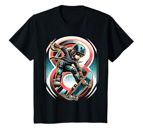 8 Jahre Skateboard Jungen Skater T-Shirt von 8 Jahre Junge Geburtstag Skateboard Skater Skaten