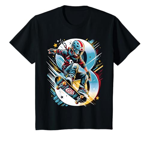 8 Jahre Skateboard Jungen Skater T-Shirt von 8 Jahre Junge Geburtstag Skateboard Skater Skaten