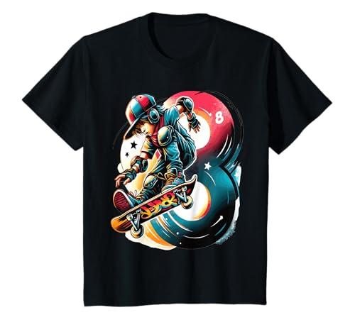 8 Jahre Skateboard Jungen Skater T-Shirt von 8 Jahre Junge Geburtstag Skateboard Skater Skaten