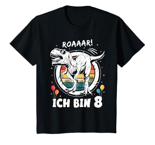 8 Geburtstag Junge Mädchen Dinosaurier Ich Bin 8 Jahre Dino T-Shirt von 8 Jahre Junge Mädchen Geschenke Dinosaurier Dino