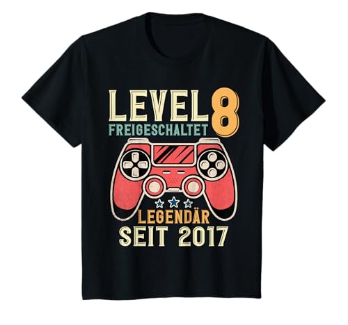 Kinder 8. Geburtstag Video Gamer Level 8 Freigeschaltet Jahrgang T-Shirt Kinder 8. Geburtstag Video Gamer Level 8 Freigeschaltet Jahrgang T-Shirt von 8 Jahre alt Gamer Geburtstag Legendär Seit 2017