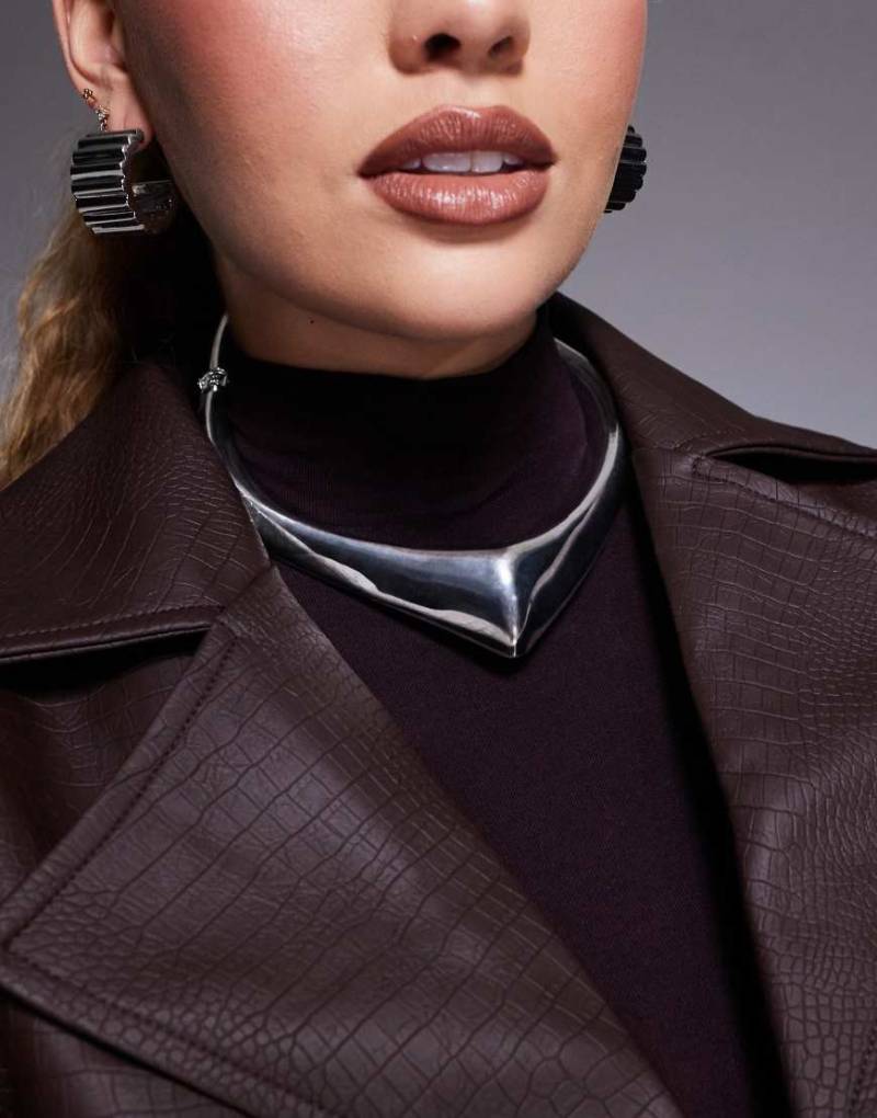 8 Other Reasons - Rhodinierte eckige Choker-Halskette in Silberoptik von 8 Other Reasons