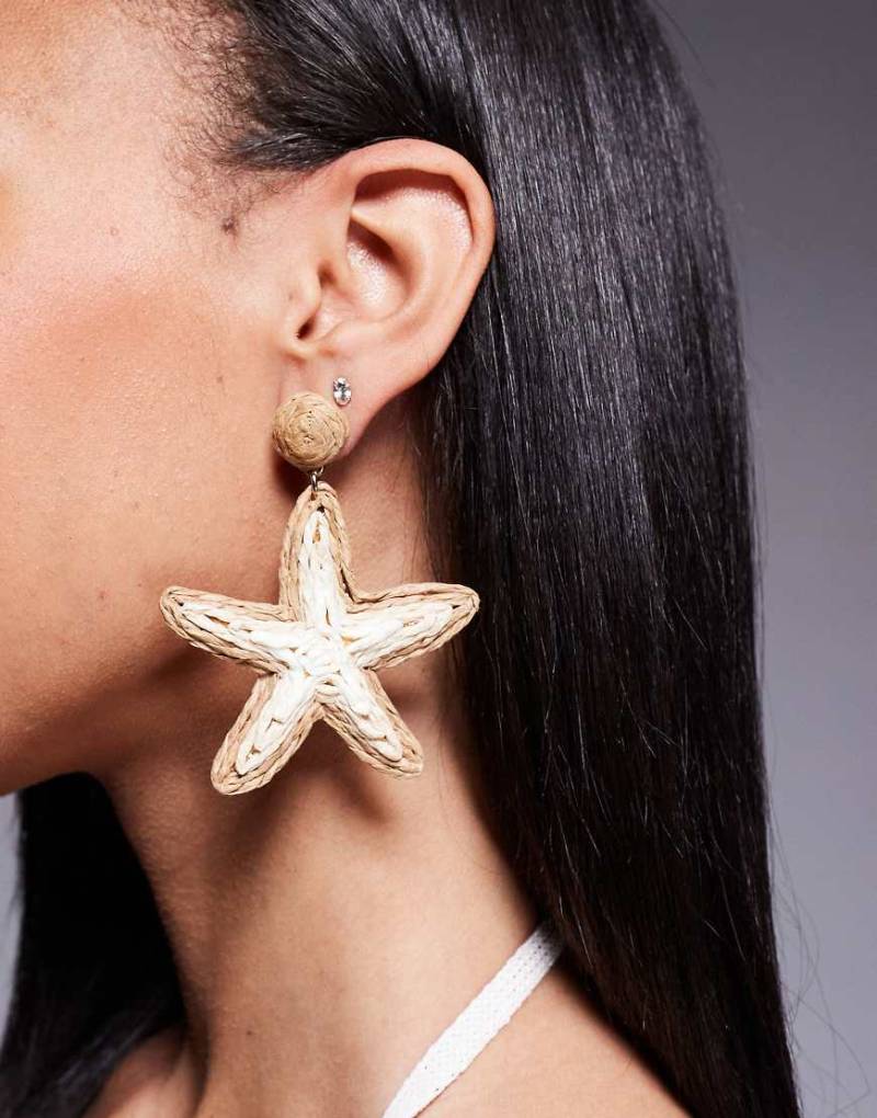 8 Other Reasons - Seestern-Ohrringe aus Stroh in Natural-Goldfarben von 8 Other Reasons