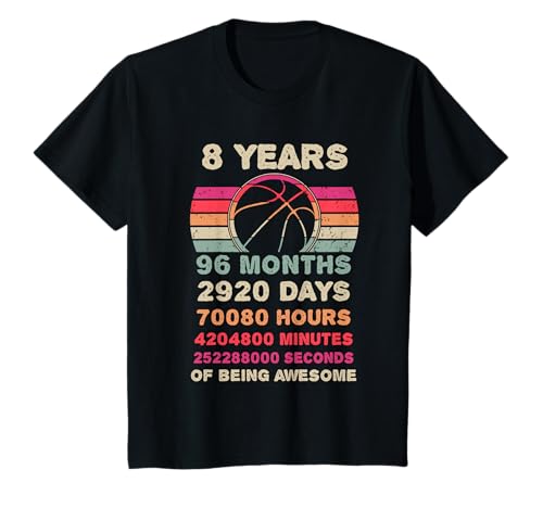 8 Jahre alt Basketball Geburtstag 8. Geburtstag Junge Mädchen T-Shirt 8 Jahre alt Basketball Geburtstag 8. Geburtstag Junge Mädchen T-Shirt von 8 Years Of Being Awesome Basketball Lovers