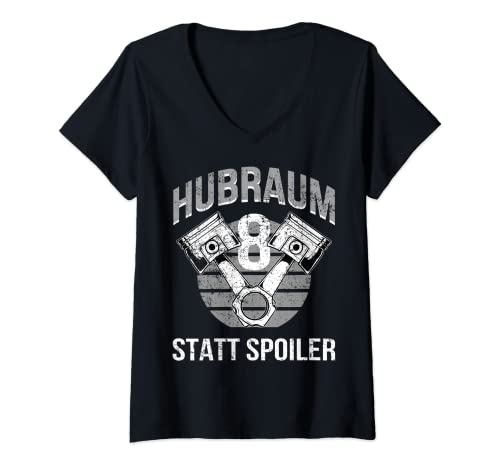 Damen Hubraum Statt Spoiler V8 Motor Tuning Kolben T-Shirt mit V-Ausschnitt Damen Hubraum Statt Spoiler V8 Motor Tuning Kolben T-Shirt mit V-Ausschnitt von 8 Zylinder Pleuel Tunen
