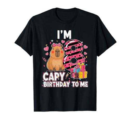 8 Years Capy Birthday to Me Girls 8th Birthday Capybara T-Shirt von 8 year old Capybara Birthday To Me Girls 8th Party
