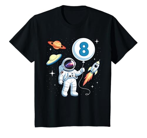 Kinder Astronaut 8. Geburtstag Weltraum Jungen 8 Jahre Raumschiff T-Shirt von 8. Geburtstag Geschenke Kinder