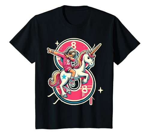 Kinder 8. Geburtstag Einhorn Dabbing Mädchen T-Shirt von 8. Geburtstag Mädchen Einhorn Dabbing