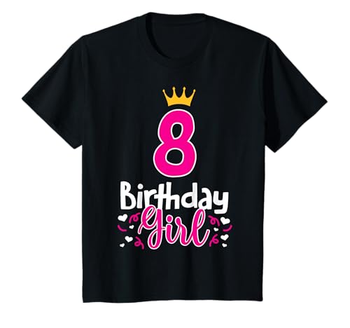 8. Geburtstag Mädchen Birthday Girl Krone süßes Geschenk T-Shirt von 8. Geburtstag Mädchen Teenager Deko Geschenkideen