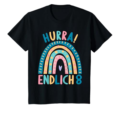 8 Jahre alt Junge Mädchen Rainbow Regenbogen 8. Geburtstag T-Shirt von 8.Geburtstag Rainbow Junge Mädchen Regenbogen