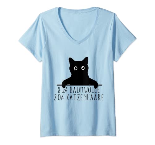 Damen 80 Prozent Baumwolle 20 Prozent Katzenhaare T-Shirt mit V-Ausschnitt Damen 80 Prozent Baumwolle 20 Prozent Katzenhaare T-Shirt mit V-Ausschnitt von 80 Prozent Baumwolle 20 Prozent Katzenhaare