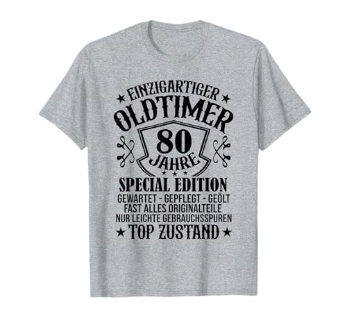 80. Geburtstag Mann Herren Oldtimer 80 Jahre Opa Männer T-Shirt von 80. Geburtstag Mann Oldtimer Design 80 Jahre
